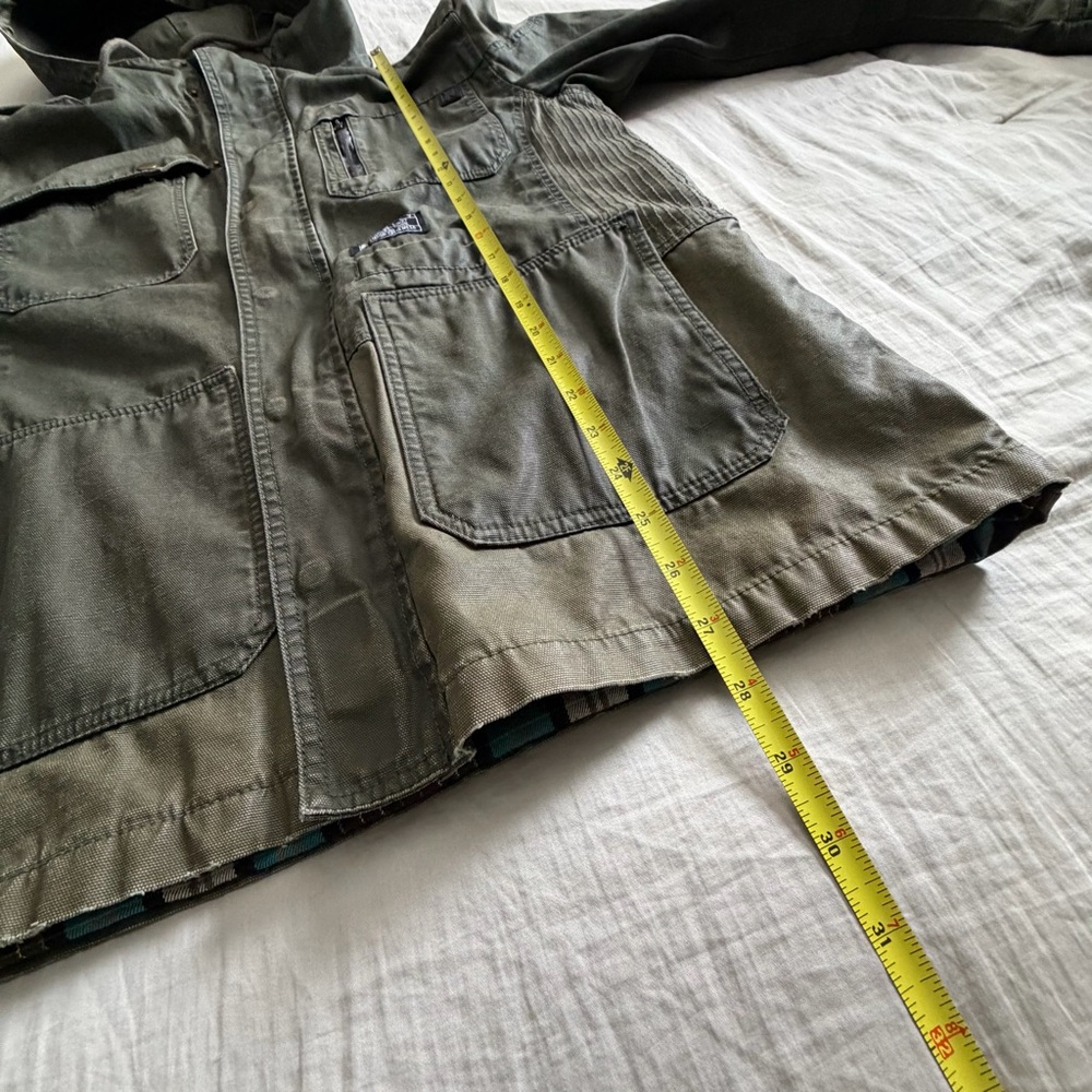 Hurley Waxed Plaid Lined Field Jacket Men’s Med Green Covert Military Tactical - Picture 12 of 12